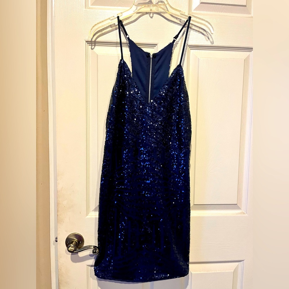 Blue sequins Navy Blue Sexy Dress
